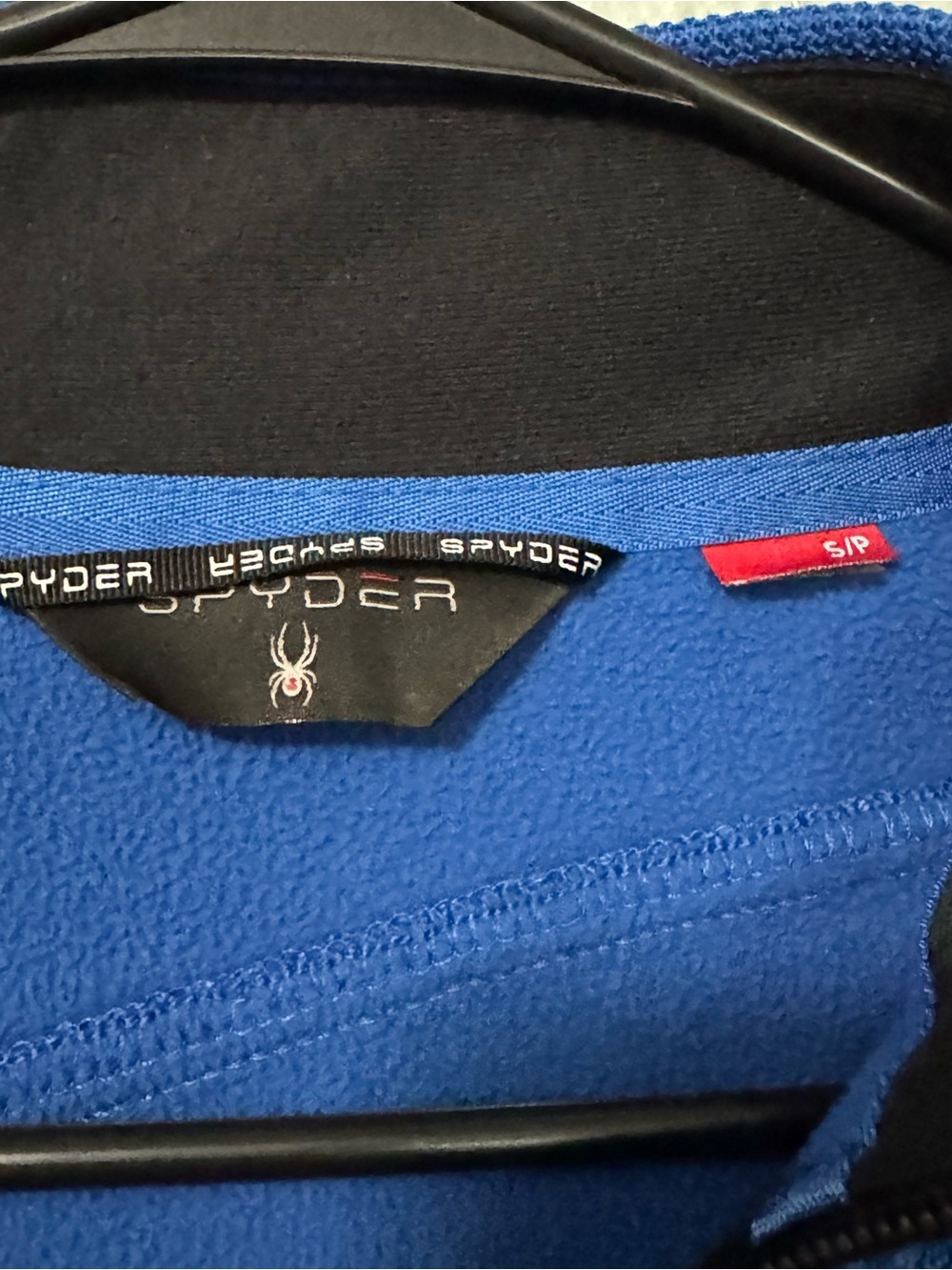Spyder Men's Blue & Black Quarter-Zip Fleece Pullover Size Small - Picture 5 of 6